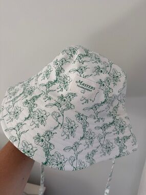 Masters White Bucket Hat with Green Floral Print